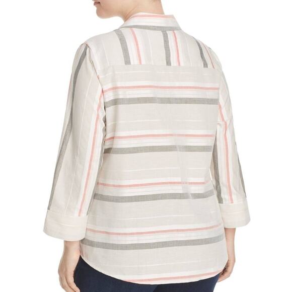 FOXCROFT Womens Collared Shirt Striped Button-Down Top Size 8 - Picture 2 of 12